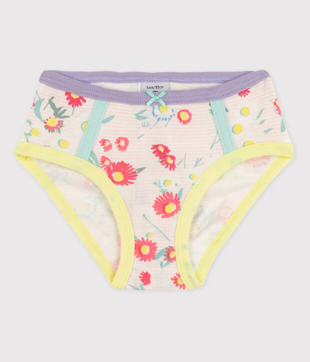 Culotte petite fille en coton blanc/multicouleur