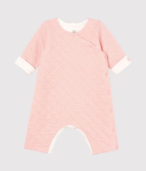 Combinaison longue bébé en tubique matelassé rose CHARME/blanc MARSHMALLOW