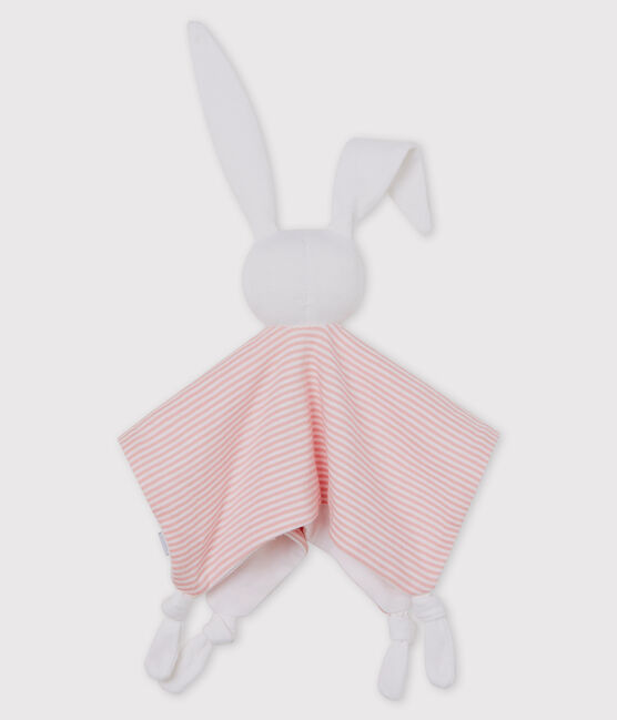 Katoenen knuffelkonijn voor baby's roze CHARME/wit MARSHMALLOW