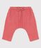 Pantalon sarouel uni en gaze de coton bio bébé rose PAPAYE