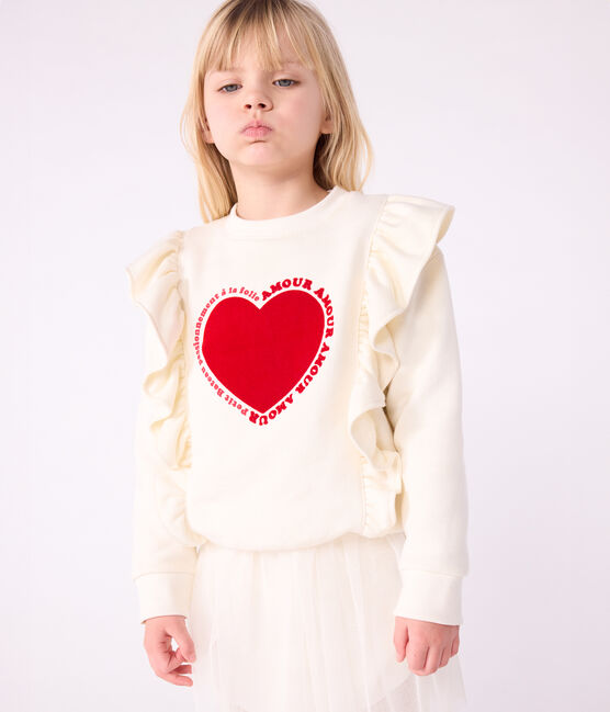 Katoenen sweatshirt met print voor kinderen ecru MILK