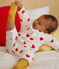 Gewatteerd lang babypakje met kap van katoen wit MARSHMALLOW/rood TERKUIT