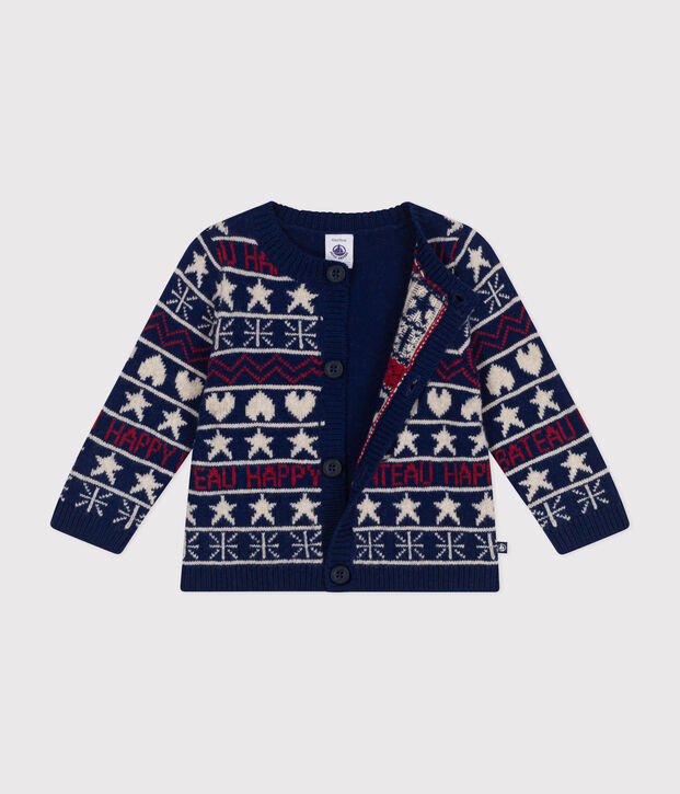 Baby gebreid vestje blauw/multicouleur