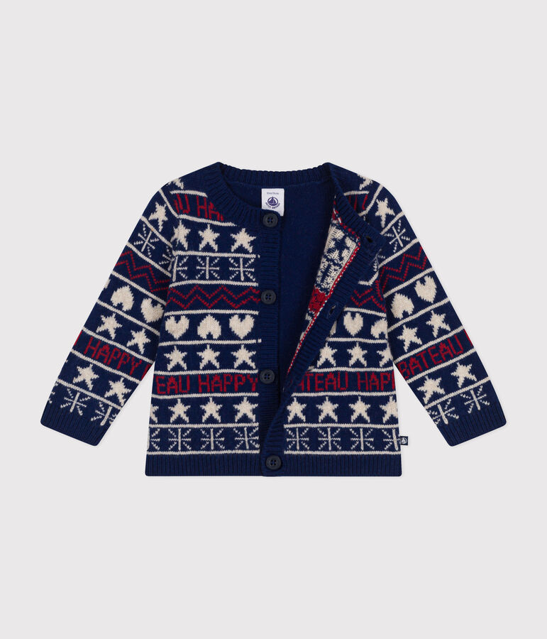 Baby gebreid vestje blauw/multicouleur