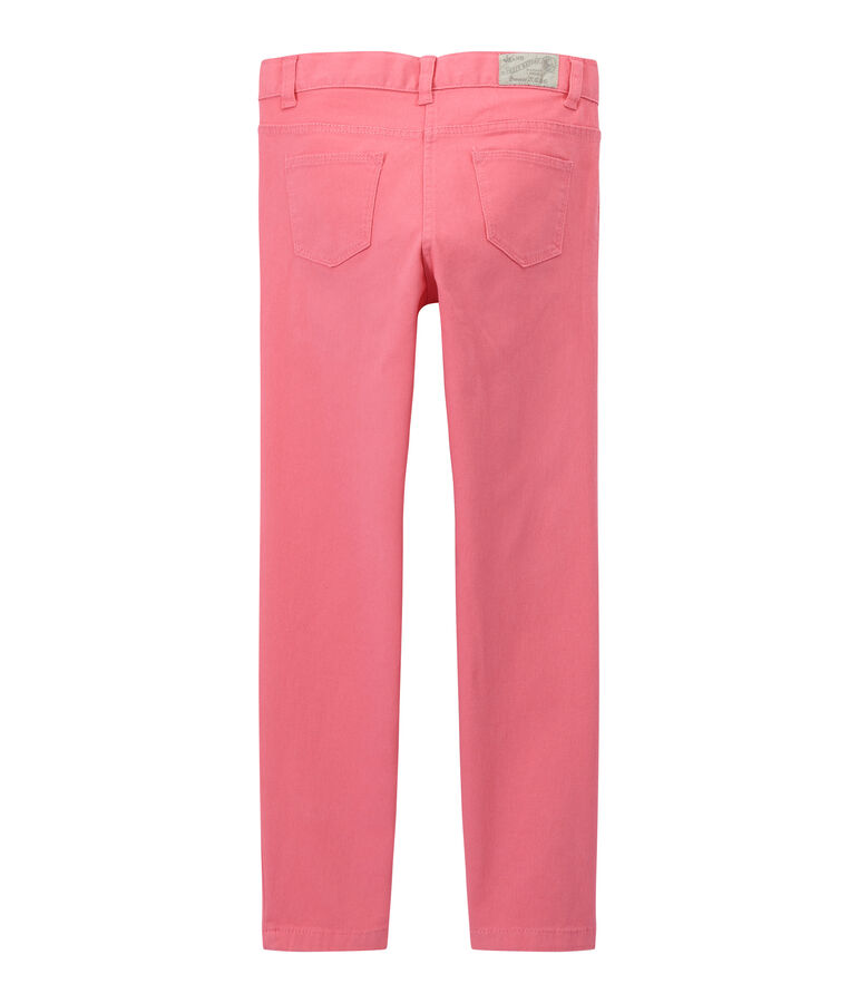 Pantalon fille en jean de couleur rose