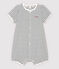 Gestreepte playsuit Je t'aime voor baby's, van biologisch katoen wit MARSHMALLOW/blauw SMOKING