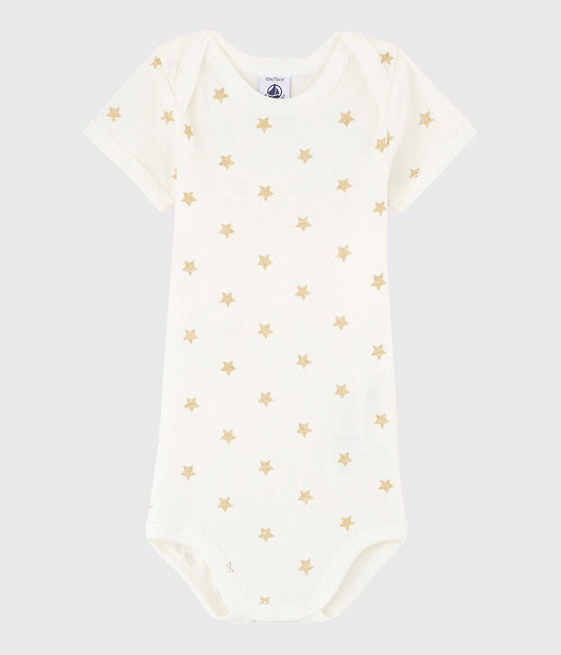 Rompertje met korte mouwen babymeisje wit/geel