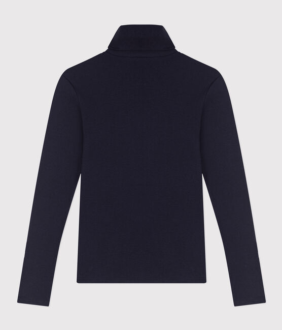 L'ICONIQUE, dames-T-shirt met rolkraag in katoen blauw SMOKING