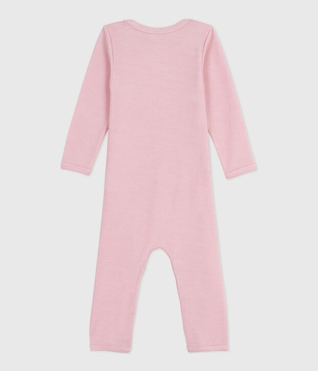 Body jambes longues b&eacute;b&eacute; en laine et coton rose clair