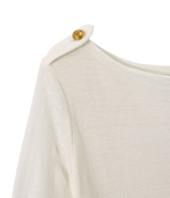 Dames-T-shirt in linnen wit LAIT