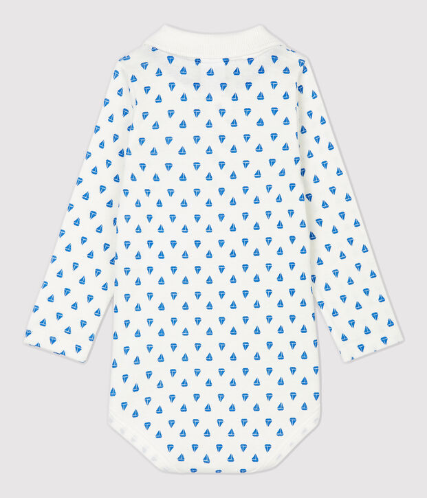 Romper van katoen. wit/blauw