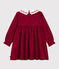 Flanellen kinderjurkje met lange mouw met print rood AMARANTE/ TERKUIT