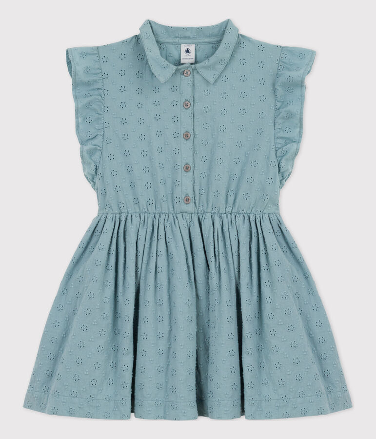 Robe en broderie anglaise enfant fille vert MIMI