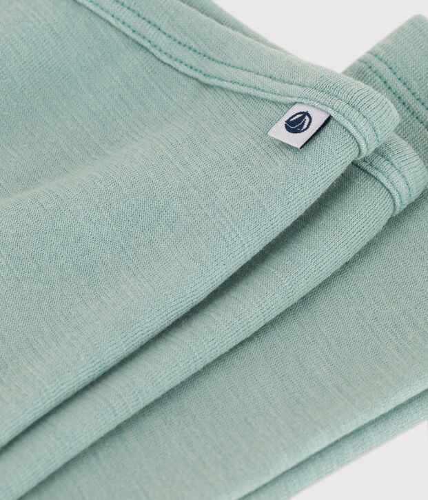 Legging petite fille/petit gar&ccedil;on en laine et coton vert