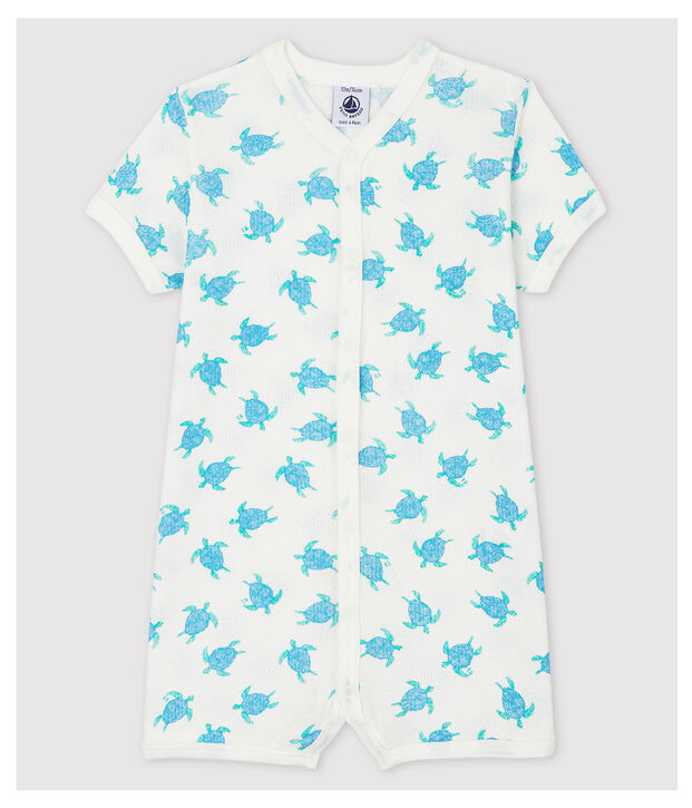 Schildpadden playsuit van ultralicht katoen wit/multicouleur