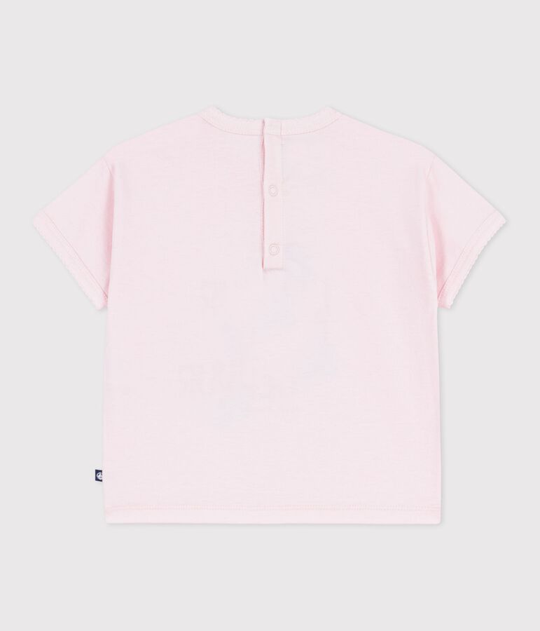 Katoenen T-shirt met korte mouwen en motiefje voor baby's roze