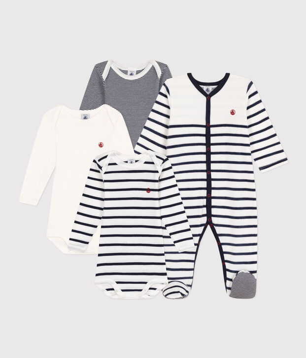 Lot de 1 pyjama b&eacute;b&eacute; et 3 bodies rayures multicouleur
