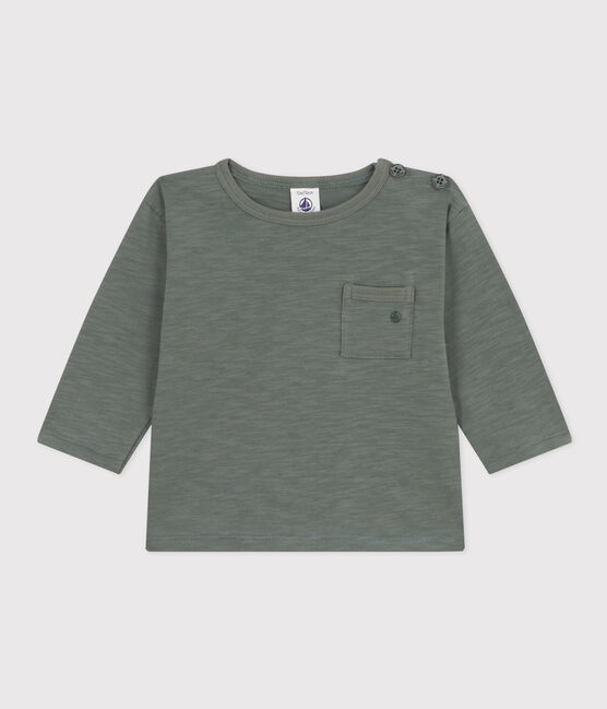 Gevlamd t-shirt met lange mouwen in jersey voor baby's groen THUYA