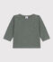 Gevlamd t-shirt met lange mouwen in jersey voor baby's groen THUYA