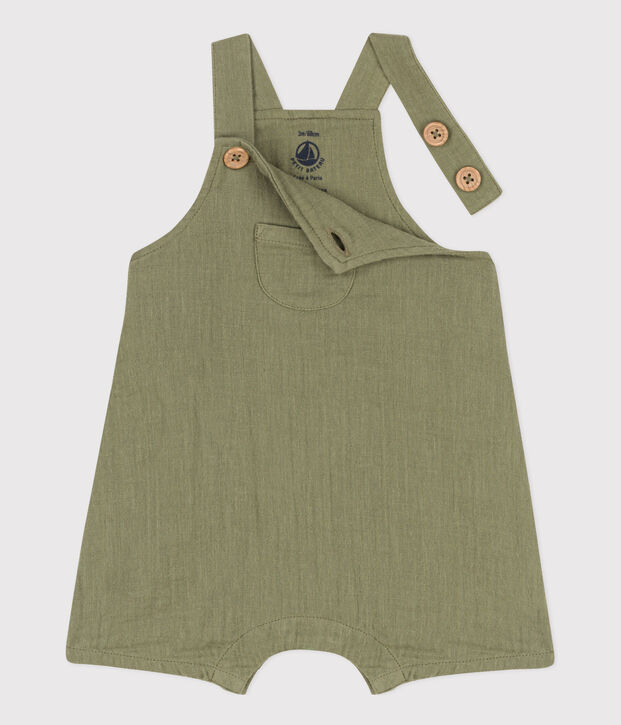 Salopette courte en gaze de coton b&eacute;b&eacute; vert