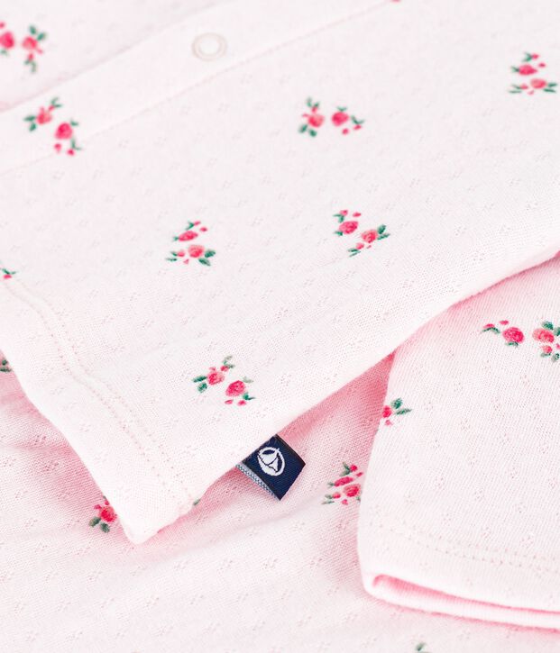 Tweedelig lang babysetje van katoen met bloemenprint roze/multicouleur