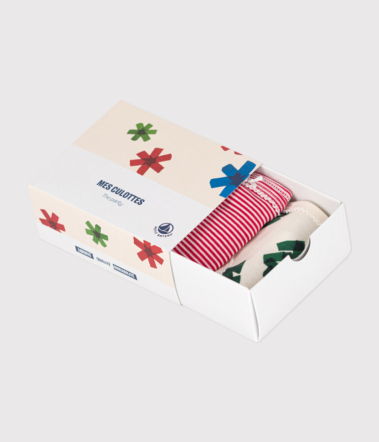 Lot de 3 culottes No&euml;l en coton petite fille multicouleur