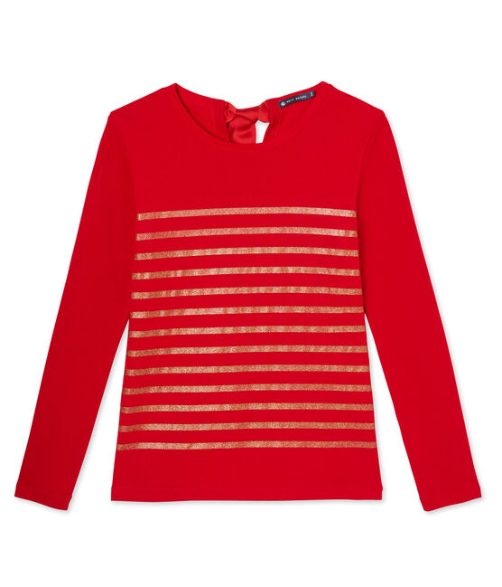 Dames-T-shirt met strepen/pailletten rood FROUFROU