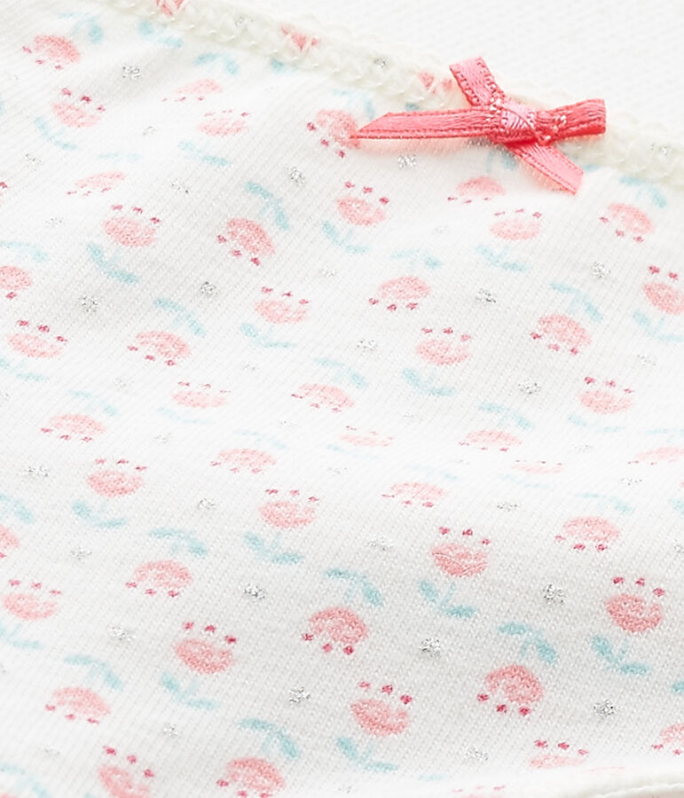 Meisjesshorty in stretchjersey met dessin wit LAIT/wit MULTICO