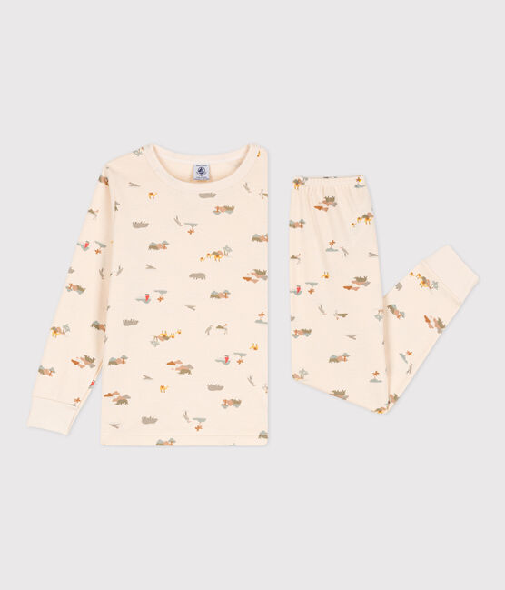 Katoenen pyjama met dierenprint voor kleine meisjes en jongens wit AVALANCHE/ MULTICO