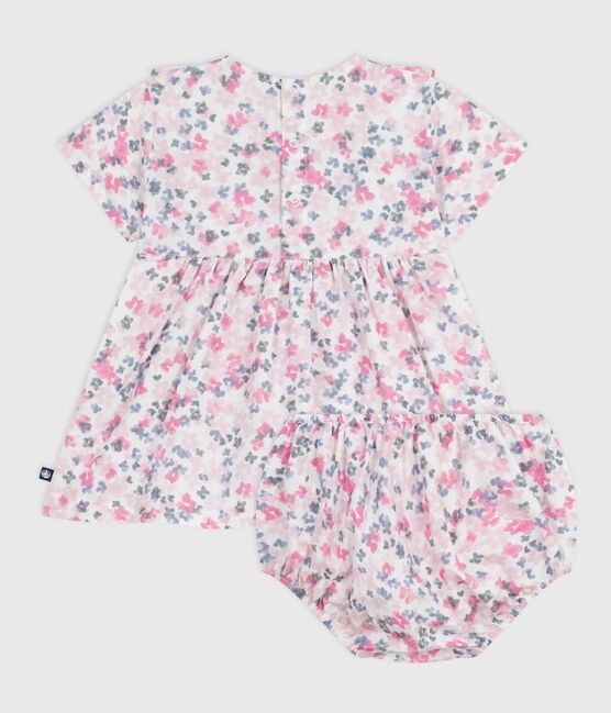 Robe bébé en coton manches courtes imprimée avec son bloomer blanc MARSHMALLOW/blanc MULTICO