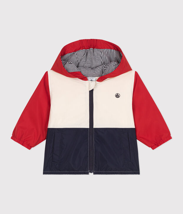 Windjack met colorblock en voering met tinneroy-streepje voor baby's rood/multicouleur
