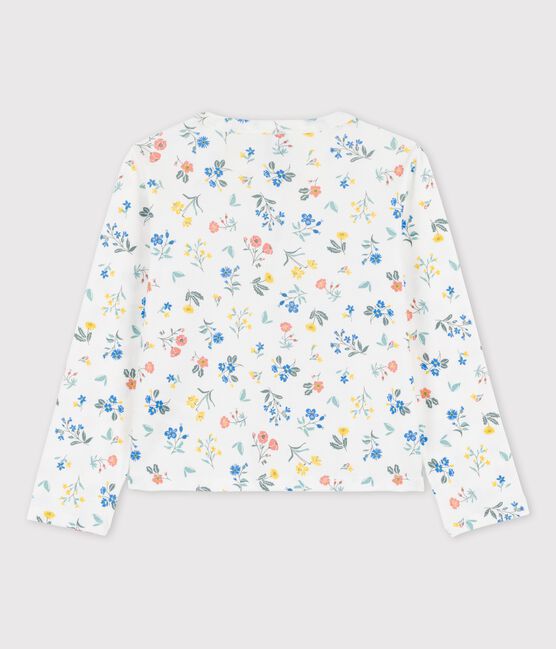 Cardigan imprimé en coton enfant fille blanc MARSHMALLOW/blanc MULTICO