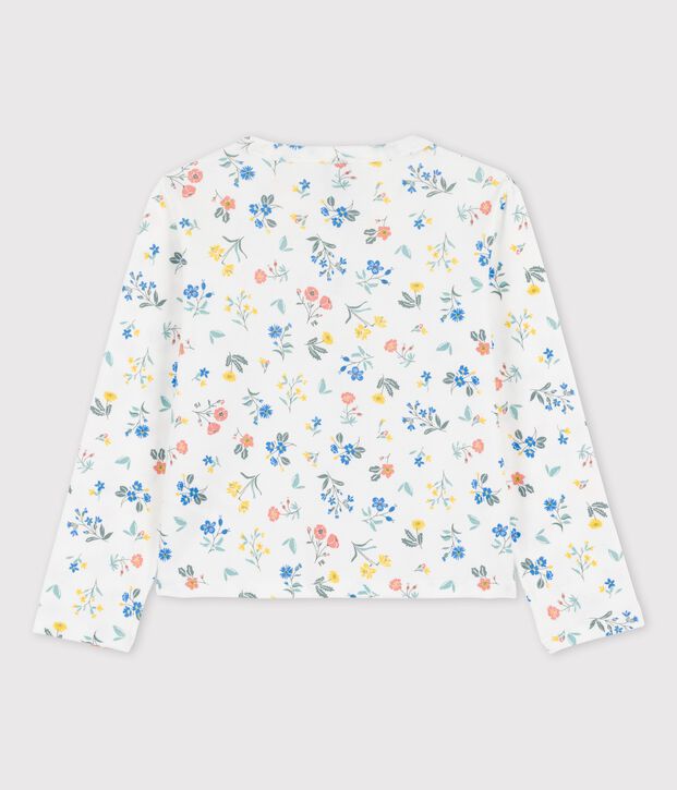 Cardigan met print voor meisjes in katoen wit/multicouleur