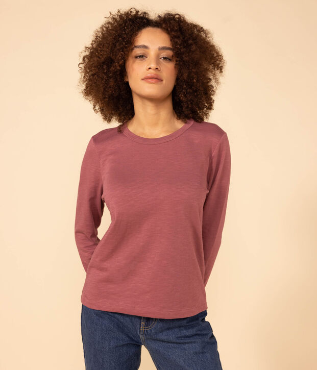 LE DROIT, katoenen T-shirt voor dames met ronde hals bruin