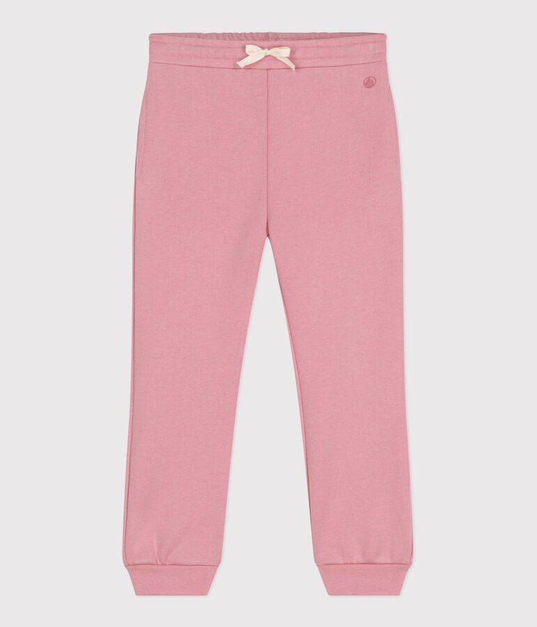 Pantalon de jogging enfant en coton uni rose