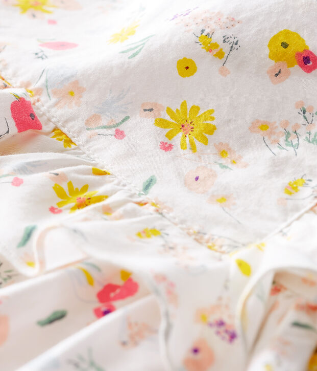 Robe manches courtes imprim&eacute;e b&eacute;b&eacute; fille blanc/multicouleur