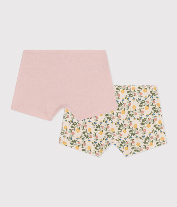 Lot de 2 shorties fleur en coton enfant multicouleur