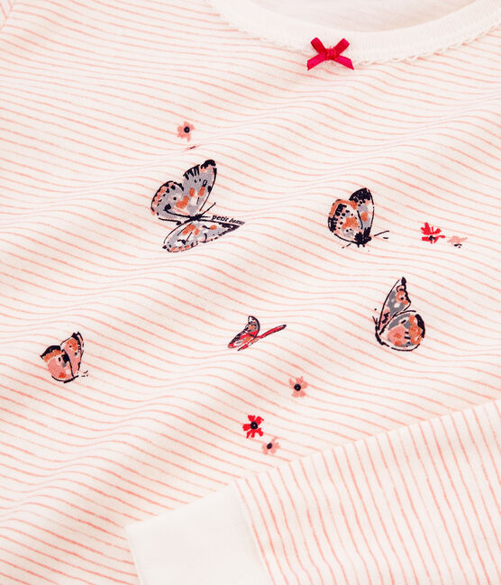 Pyjama petite fille en côte blanc MARSHMALLOW/rose ROSAKO