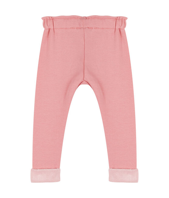 Broek van fluweel-mesh babymeisje roze CHARME CN