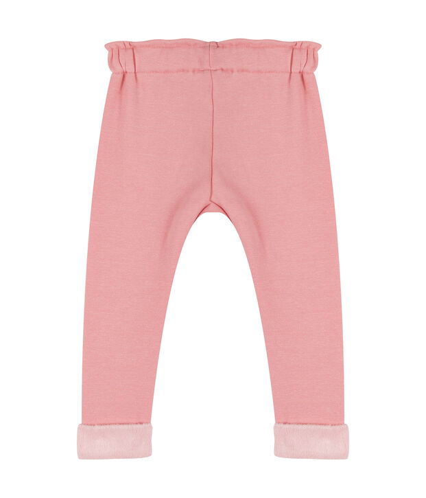 Pantalon b&eacute;b&eacute; fille en maille velours rose