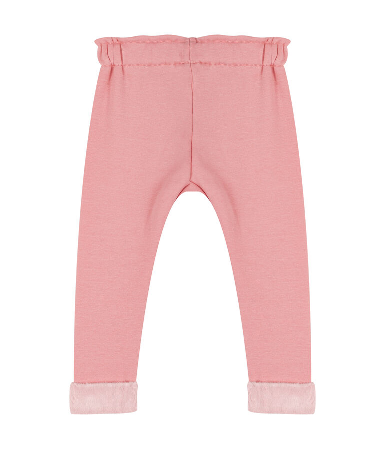 Broek van fluweel-mesh babymeisje roze CHARME CN