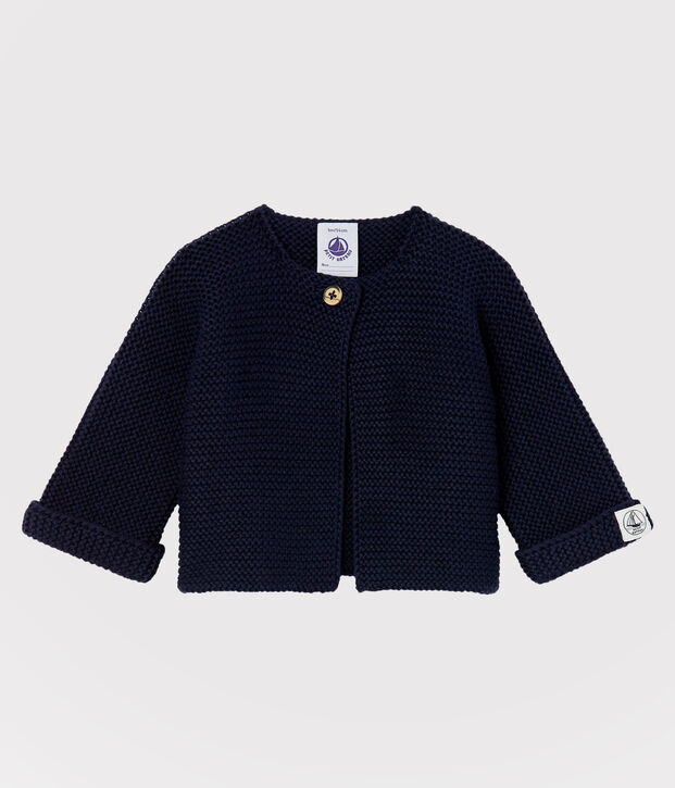 Cardigan en tricot de coton biologique b&eacute;b&eacute; bleu marine
