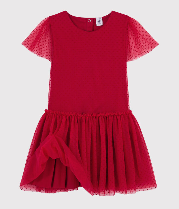 Robe manches courtes enfant fille rouge