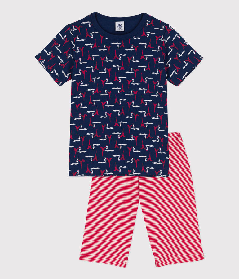 Pyjacourt Paris en coton petit gar&ccedil;on bleu/multicouleur