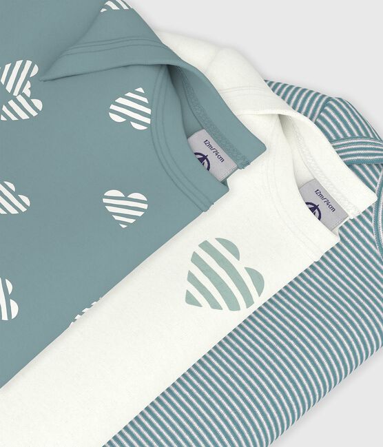 Setje van katoenen babybody's met korte mouwen en hartjesprint variante 1
