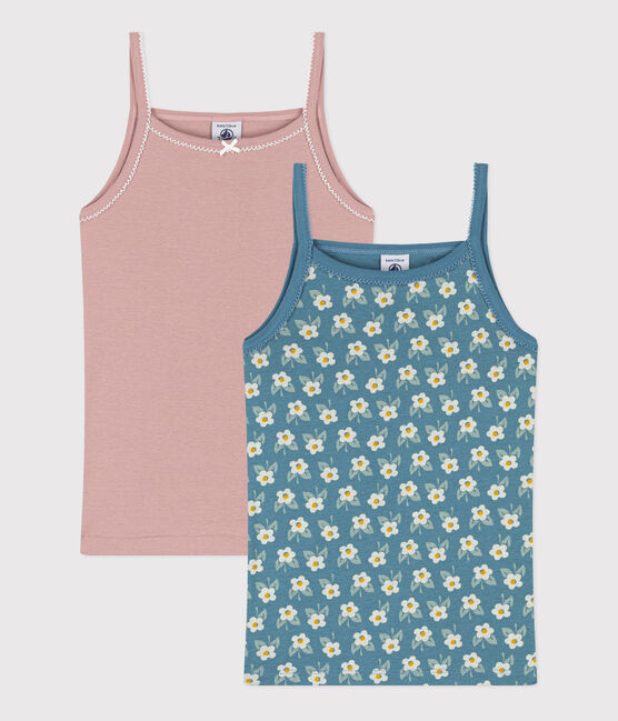 Lot de 2 chemises à bretelles fleur en coton petite fille variante 1