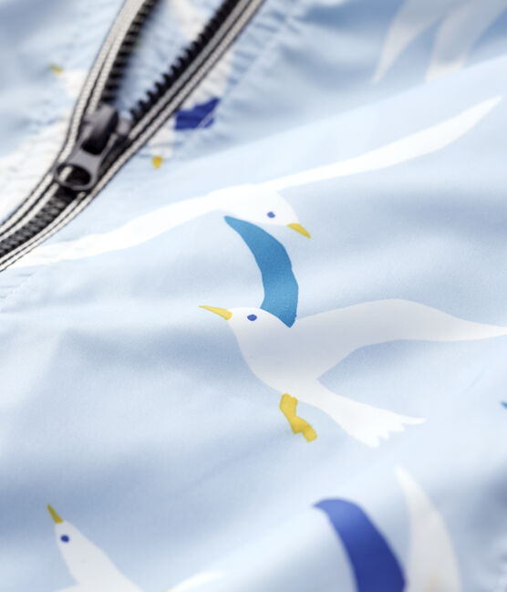 Windjack van lichtgewicht gerecycled polyamide voor jongens blauw JASMIN/wit MULTICO