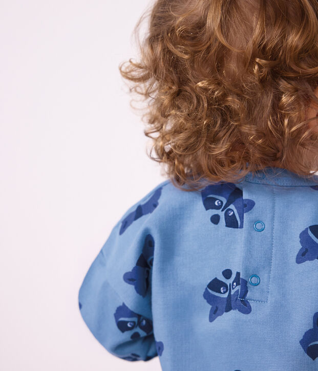 Babysetje - Sweatshirt en broekje van katoen met dierenprint blauw/multicouleur