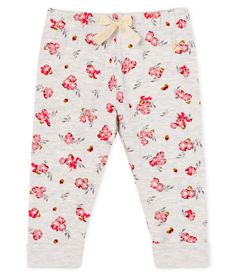 Pantalon en tubique imprim&eacute; b&eacute;b&eacute; fille gris BELUGA/blanc MULTICO CN