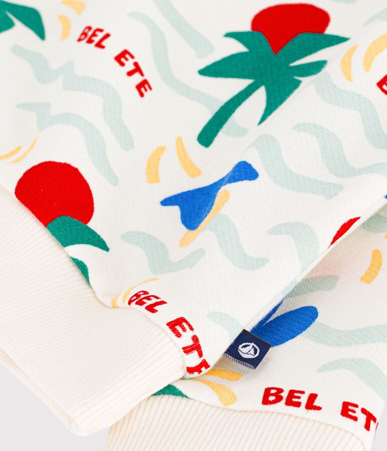 Sweatshirt &agrave; capuche b&eacute;b&eacute; en coton imprim&eacute; &eacute;cru/multicouleur